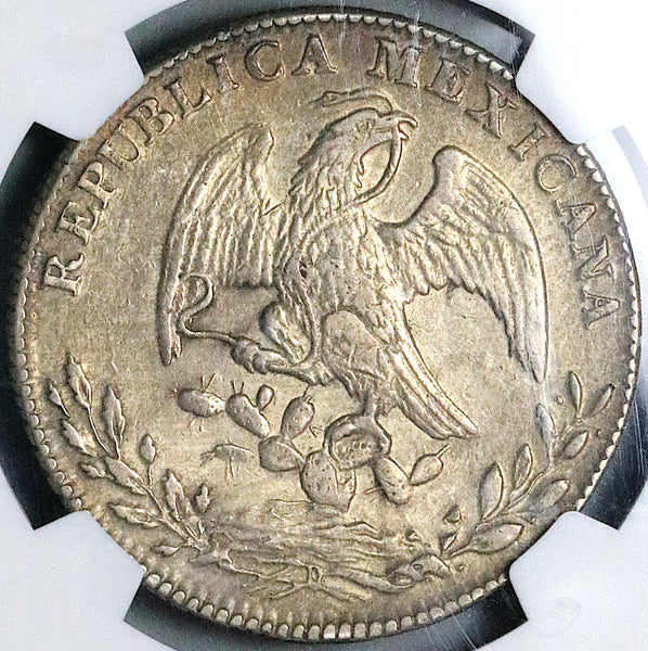 1863-Ca JC NGC AU Mexico 8 Reales Chihuahua Mint Scarce