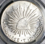 1863-Go PCGS MS 63 Mexico 8 Reales Guanajuato Cap Rays Silver Coin (23092501C)