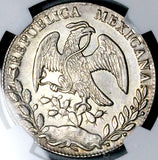 1863-Mo TH NGC UNC Mexico 8 Reales Cap Rays Silver Coin (26072905C)