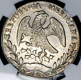 1863-Mo TH NGC UNC Mexico 8 Reales Cap Rays Silver Coin (26072905C)