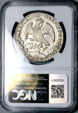 1863-Mo TH NGC UNC Mexico 8 Reales Cap Rays Silver Coin (26072905C)