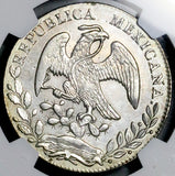 1863-Mo CH NGC UNC Mexico 8 Reales Cap Rays Silver Coin (26072904C)