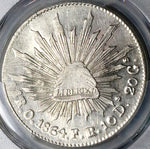 1864-O PCGS MS 62 Mexico 8 Reales Oaxaca Mint Scarce Silver Coin (23071101C)
