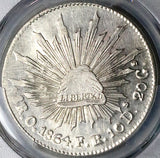 1864-O PCGS MS 62 Mexico 8 Reales Oaxaca Mint Scarce Silver Coin (23071101C)