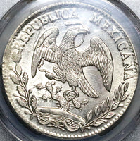 1864-O PCGS MS 62 Mexico 8 Reales Oaxaca Mint Scarce Silver Coin (23071101C)