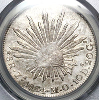1864-Zs MO PCGS AU 53 Mexico 8 Reales Zacatecas Cap Rays Silver Coin (25042304C)