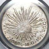 1864-Zs MO PCGS AU 53 Mexico 8 Reales Zacatecas Cap Rays Silver Coin (25042304C)