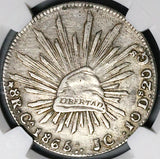 1865-Ca JC NGC XF Mexico 8 Reales Chihuahua Mint Rare Silver Coin (24042803C)