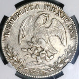 1865-Ca JC NGC XF Mexico 8 Reales Chihuahua Mint Rare Silver Coin (24042803C)