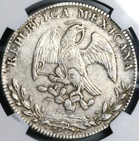 1865-Ca JC NGC XF Mexico 8 Reales Chihuahua Mint Rare Silver Coin (24042803C)
