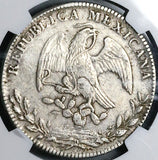 1865-Ca JC NGC XF Mexico 8 Reales Chihuahua Mint Rare Silver Coin (24042803C)