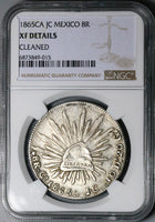 1865-Ca JC NGC XF Mexico 8 Reales Chihuahua Mint Rare Silver Coin (24042803C)