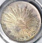 1867-Ho PCGS MS 61 Mexico 8 Reales Hermosillo Mint Rare Silver Coin (23102601C)