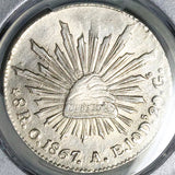 1867-O PCGS MS 62 Mexico 8 Reales Oaxaca Mint State Rare Silver Coin POP 1/3 (25122801C)