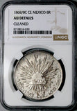 1868/8-C NGC AU Mexico 8 Reales Culiacan Mint Rare Silver Coin (26071001C)