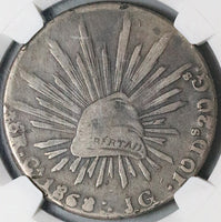 1868-Ca JG NGC VG 10 Mexico 8 Reales Chihuahua Mint Rare Silver Coin (24040201C)