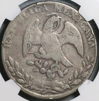 1868-Ca JG NGC VG 10 Mexico 8 Reales Chihuahua Mint Rare Silver Coin (24040201C)