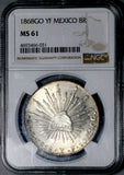 1868-Go NGC MS 61 Mexico 8 Reales Guanajuato Mint State Silver Coin (26081404C)