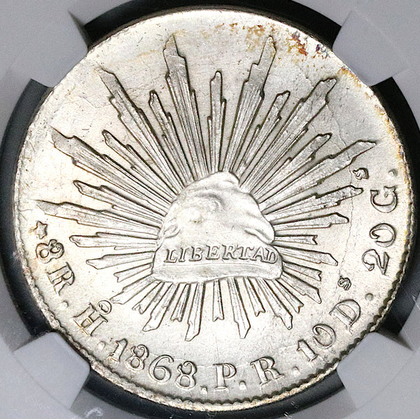 1868-Ho NGC UNC Mexico 8 Reales Hermosillo Mint Scarce Silver Coin (25102301C)