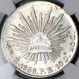 1868-Ho NGC UNC Mexico 8 Reales Hermosillo Mint Scarce Silver Coin (25102301C)