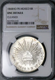 1868-Ho NGC UNC Mexico 8 Reales Hermosillo Mint Scarce Silver Coin (25102301C)