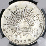 1868-Ho NGC UNC Mexico 8 Reales Hermosillo Mint Scarce Silver Coin (25103001C)
