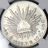 1868-Ho NGC UNC Mexico 8 Reales Hermosillo Mint Scarce Silver Coin (25103001C)