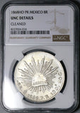 1868-Ho NGC UNC Mexico 8 Reales Hermosillo Mint Scarce Silver Coin (25103001C)