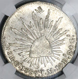 1869-Ga JM NGC UNC Mexico 8 Reales Guadalajara Mint Chopmarked Rare Silver Coin (26082102C)