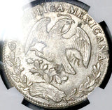 1869-Ga JM NGC UNC Mexico 8 Reales Guadalajara Mint Chopmarked Rare Silver Coin (26082102C)