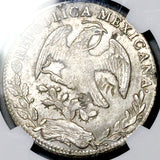 1869-Ga JM NGC UNC Mexico 8 Reales Guadalajara Mint Chopmarked Rare Silver Coin (26082102C)