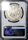 1869-Ga JM NGC UNC Mexico 8 Reales Guadalajara Mint Chopmarked Rare Silver Coin (26082102C)