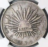 1869-Ho NGC VF 30 Mexico 8 Reales Hermosillo Mint Rare Silver Coin (24040704C)