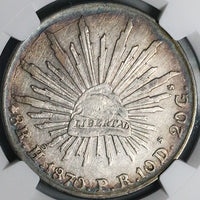 1870-Ho NGC VF Mexico 8 Reales Hermosillo Mint Rare Chopmarked Silver Coin (24040801C)