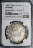 1870-Ho NGC VF Mexico 8 Reales Hermosillo Mint Rare Chopmarked Silver Coin (24040801C)