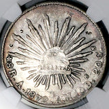 1872-A NGC XF Mexico 8 Reales Chopmarked Alamos Mint Scarce Silver Coin (26081801C)