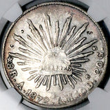 1872-A NGC XF Mexico 8 Reales Chopmarked Alamos Mint Scarce Silver Coin (26081801C)