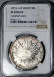 1872-A NGC XF Mexico 8 Reales Chopmarked Alamos Mint Scarce Silver Coin (26081801C)