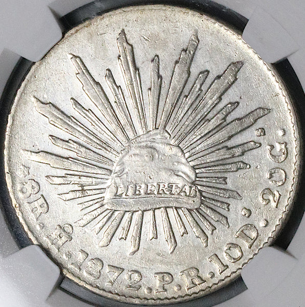 1872-Ho NGC AU Mexico 8 Reales Hermosillo Mint Scarce Silver Coin (24041402C)