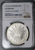 1872-Ho NGC AU Mexico 8 Reales Hermosillo Mint Scarce Silver Coin (24041402C)