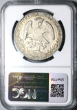 1872/1-Ho NGC AU Mexico 8 Reales Hermosillo Mint Overdate Chopmarked Rare Silver Coin (24041403C)