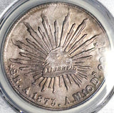 1873-A PCGS AU Mexico 8 Reales Alamos Mint Rare Cap Rays Silver Coin (26020106C)