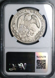 1873-A NGC AU Mexico 8 Reales Alamos Mint Rare Cap Rays Silver Coin (24032101C)