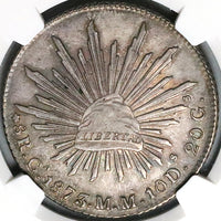 1873-Ca NGC AU Mexico 8 Reales Chihuahua Mint Silver Coin (24040202C)