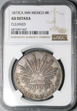 1873-Ca NGC AU Mexico 8 Reales Chihuahua Mint Silver Coin (24040202C)