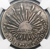 1873-Do NGC VF Mexico 8 Reales Durango Mint Rare Chopmarked Silver Coin (24032103C)