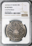 1873-Do NGC VF Mexico 8 Reales Durango Mint Rare Chopmarked Silver Coin (24032103C)