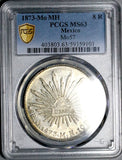 1873-Mo PCGS MS 63 Mexico 8 Reales Rare Cap Rays Silver Dollar Coin POP 2/1 (26072701D)