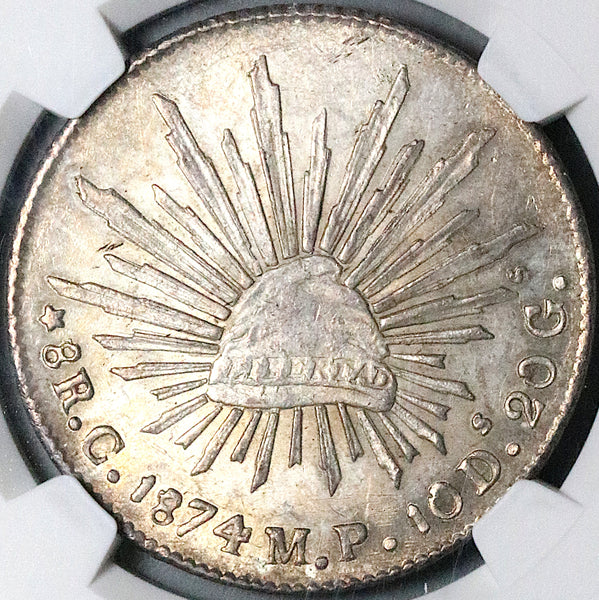 1874-C NGC MS 62 Mexico 8 Reales Culiacan Mint Rare Silver Coin POP 3/2 (24051401C)