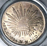 1874-Ca PCGS AU 58 Mexico 8 Reales Chihuahua Mint Silver Coin (24110402D)